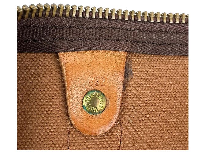 Borsa da viaggio Keepall 50 in tela Monogram Louis Vuitton - Bagagli vintage Marrone - vista 7