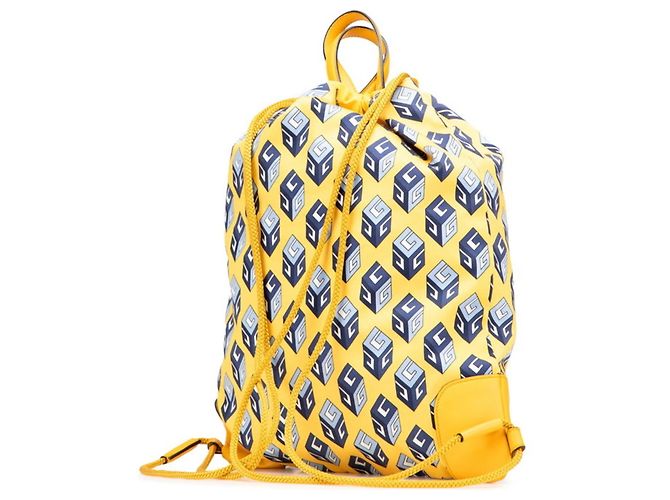Gucci Tricolor Drawstring Cube Backpack Blue Yellow - view 2