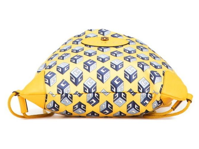 Gucci Tricolor Drawstring Cube Backpack Blue Yellow - view 3