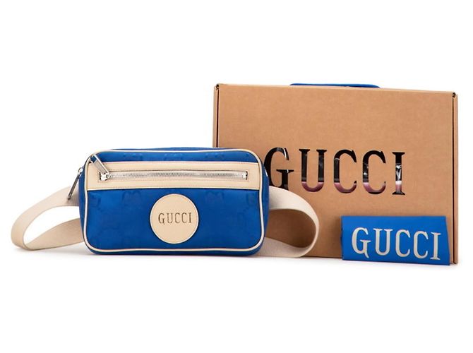 Gucci GG Nylon Off the Grid Gürteltasche Blau Beige - Ansicht 10