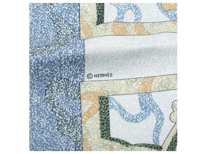 Sciarpa Hermès Carré 90 PEINTRE DU CHEVAL Blu Verde - vista 6