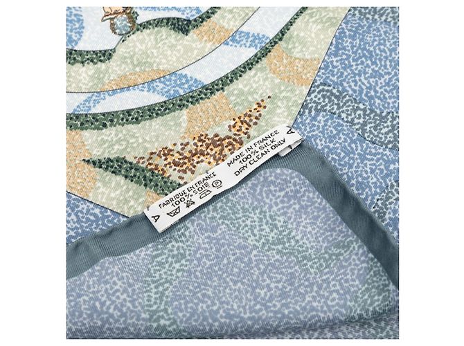 Sciarpa Hermès Carré 90 PEINTRE DU CHEVAL Blu Verde - vista 7