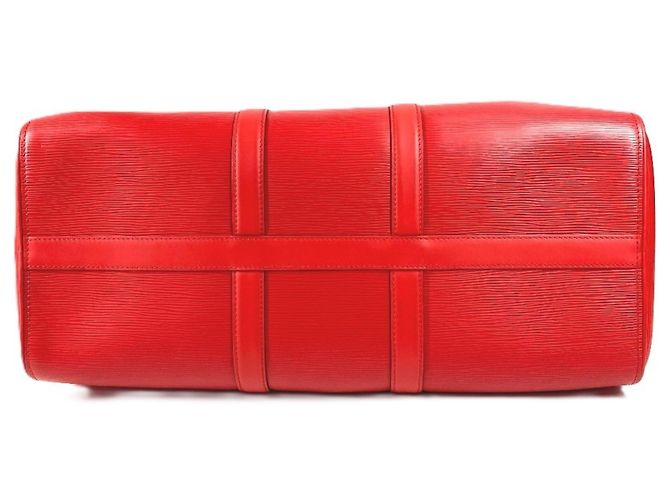 Borsa Boston in pelle Epi Louis Vuitton Bianco Rosso - vista 10