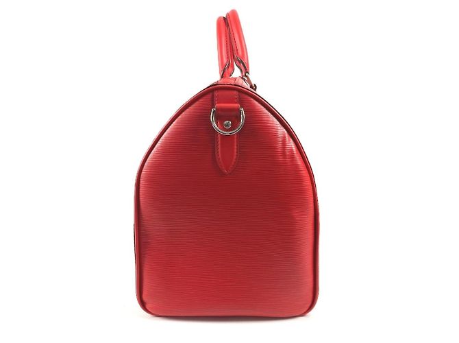 Borsa Boston in pelle Epi Louis Vuitton Bianco Rosso - vista 12