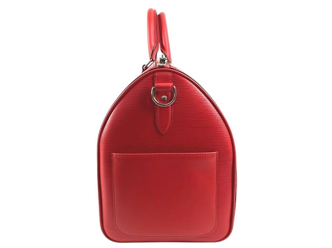 Borsa Boston in pelle Epi Louis Vuitton Bianco Rosso - vista 13