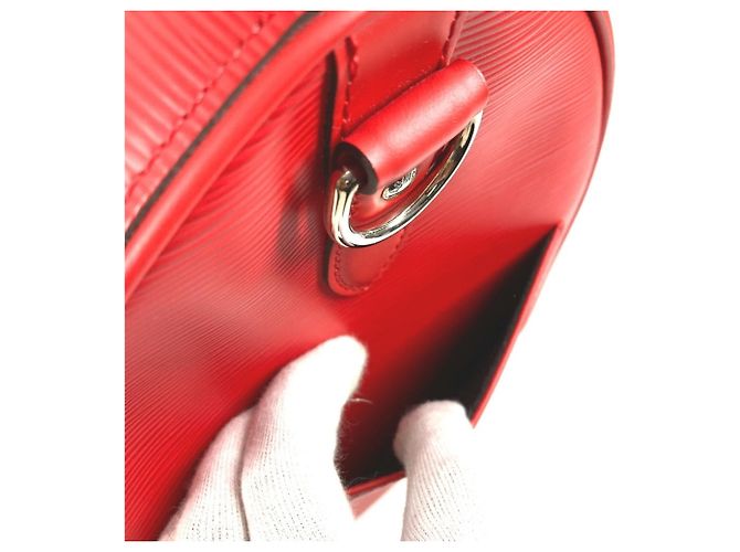 Borsa Boston in pelle Epi Louis Vuitton Bianco Rosso - vista 14