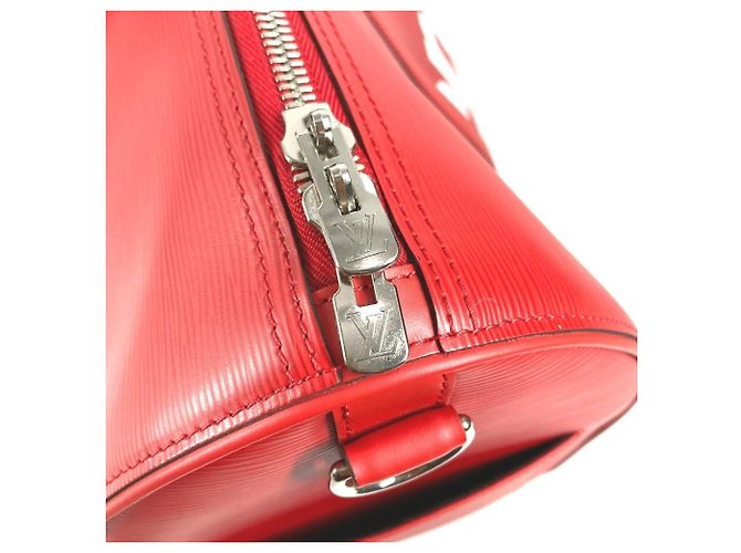 Borsa Boston in pelle Epi Louis Vuitton Bianco Rosso - vista 15
