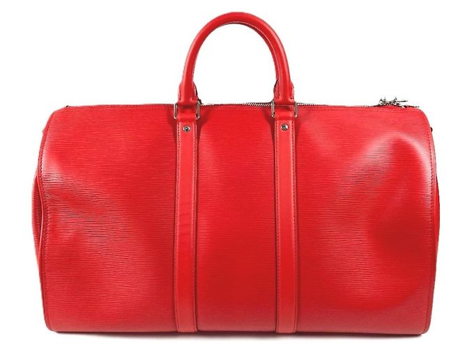Borsa Boston in pelle Epi Louis Vuitton Bianco Rosso - vista 2