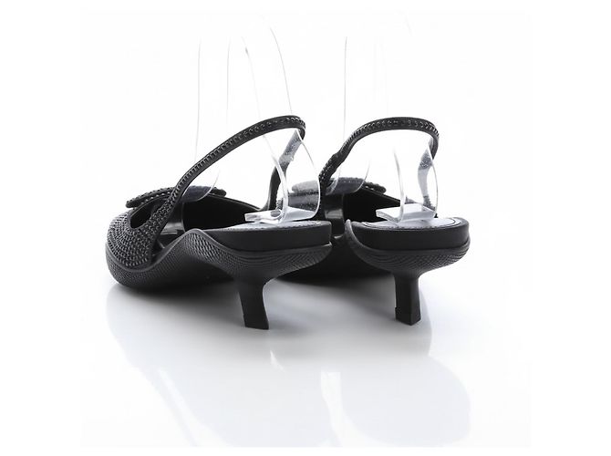 Décolleté Slingback Prada Strass Pelle Nera Taglia 41 Nero - vista 3