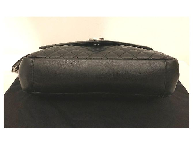 Saint Laurent Borsa a Spalla Ysl Grande Triquilt Envelope in Pelle Grana Nero - vista 11