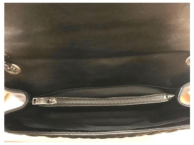 Saint Laurent Borsa a Spalla Ysl Grande Triquilt Envelope in Pelle Grana Nero - vista 13