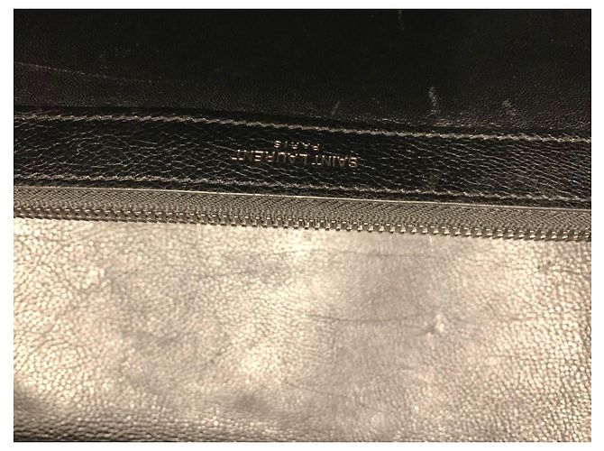 Saint Laurent Borsa a Spalla Ysl Grande Triquilt Envelope in Pelle Grana Nero - vista 18