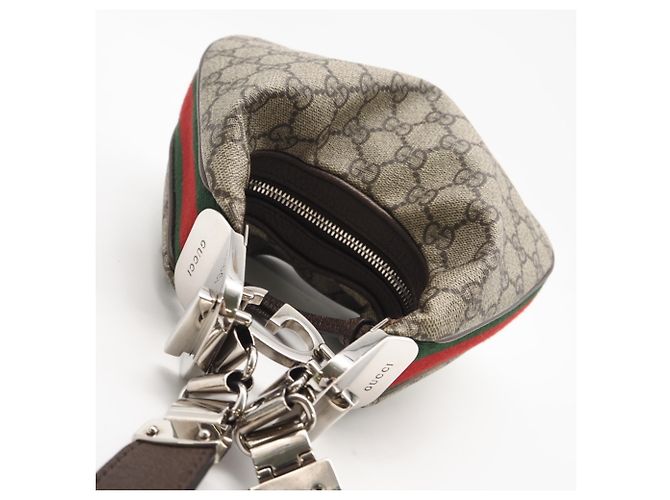 Borsa a spalla piccola Gucci GG Supreme Attache Marrone - vista 9