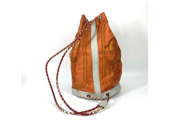 Borsa a Spalla con Corda Brides de Gala Soie Coeur 22 di Hermès Bianco Arancione - vista 2