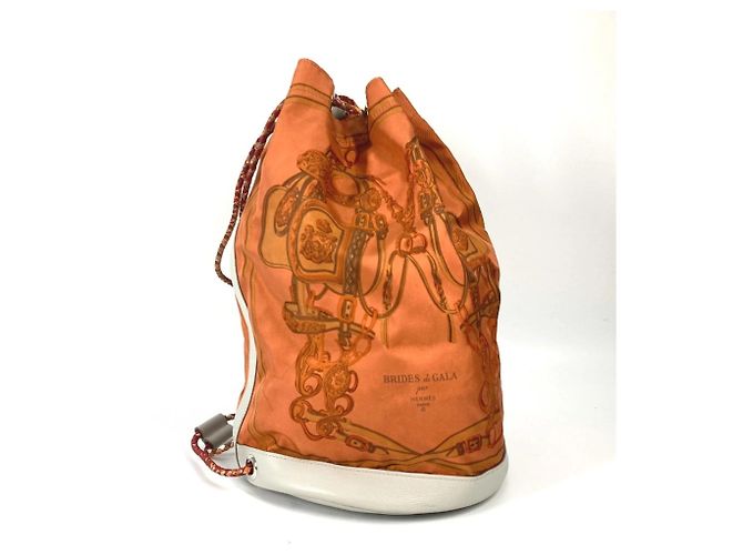 Borsa a Spalla con Corda Brides de Gala Soie Coeur 22 di Hermès Bianco Arancione - vista 3
