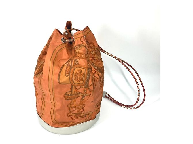 Borsa a Spalla con Corda Brides de Gala Soie Coeur 22 di Hermès Bianco Arancione - vista 5