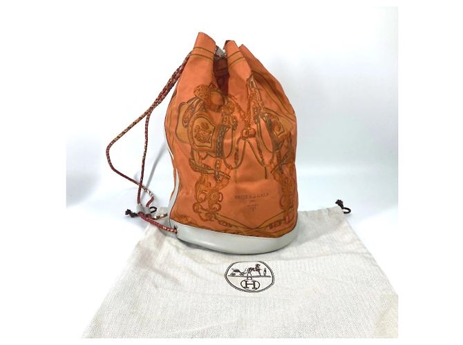 Borsa a Spalla con Corda Brides de Gala Soie Coeur 22 di Hermès Bianco Arancione - vista 6