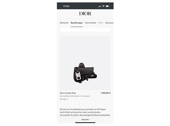 Sac Saddle Nano Dior en cuir de veau grainé noir - vue 7