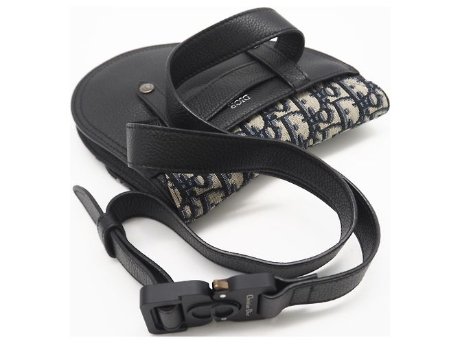 Belt Bag Saddle in Jacquard Oblique Christian Dior Marrone Blu navy - vista 10