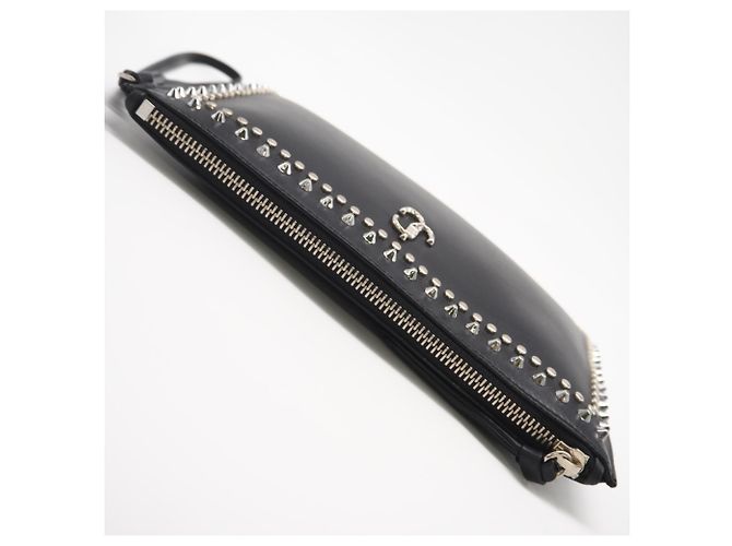 Clutch de couro de bezerro liso com dupla estampa Jimmy Choo Preto - vista 7