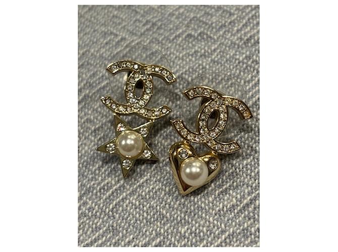 Orecchini in perle Chanel CC stella e cuore D'oro - vista 5