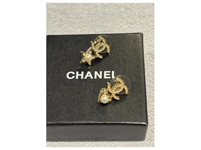 Orecchini in perle Chanel CC stella e cuore D'oro - vista 6