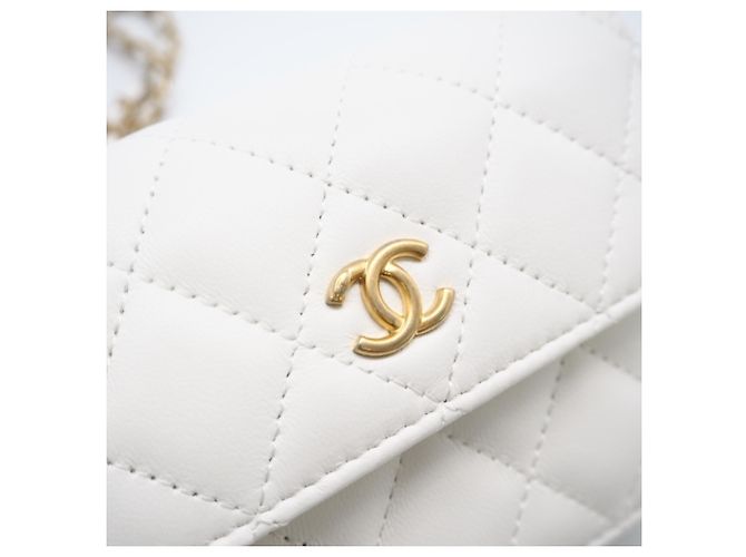 Pochette a spalla matelassé in pelle di agnello Chanel AP1628 Bianco - vista 11
