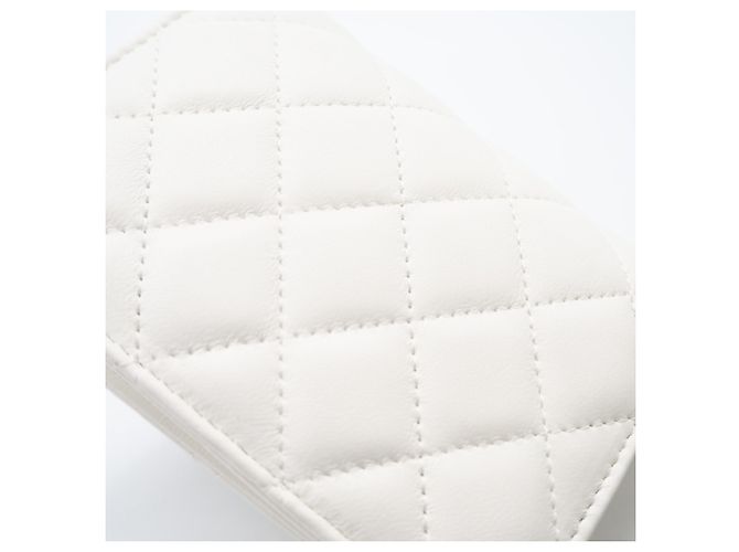 Pochette a spalla matelassé in pelle di agnello Chanel AP1628 Bianco - vista 3