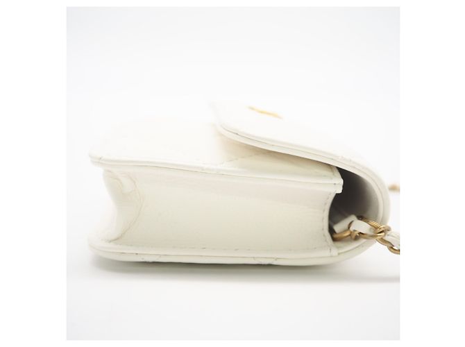 Pochette a spalla matelassé in pelle di agnello Chanel AP1628 Bianco - vista 5