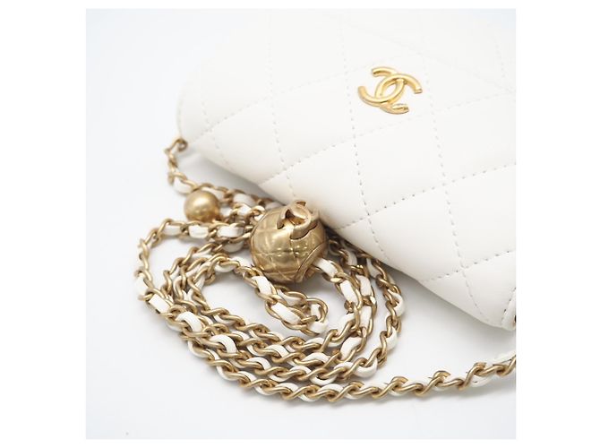 Pochette a spalla matelassé in pelle di agnello Chanel AP1628 Bianco - vista 8