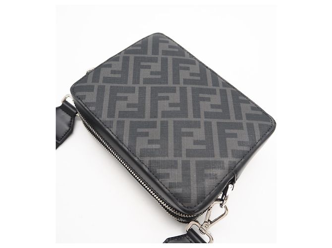 Borsa a spalla Fendi Square FF Camera Case Marrone Nero - vista 2