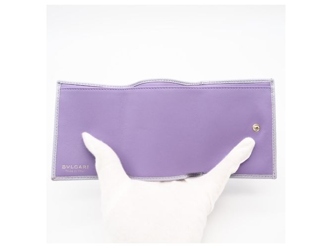 Bulgari Bvlgari Compact Tri-fold Wallet in Purple Leather - view 10