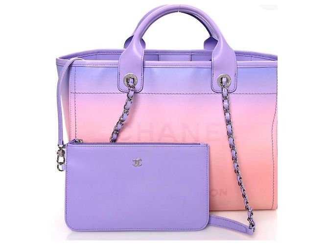 Cambon Borsa Deauville in pelle ombré di Chanel Rosa Porpora - vista 2