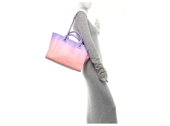 Cambon Borsa Deauville in pelle ombré di Chanel Rosa Porpora - vista 4