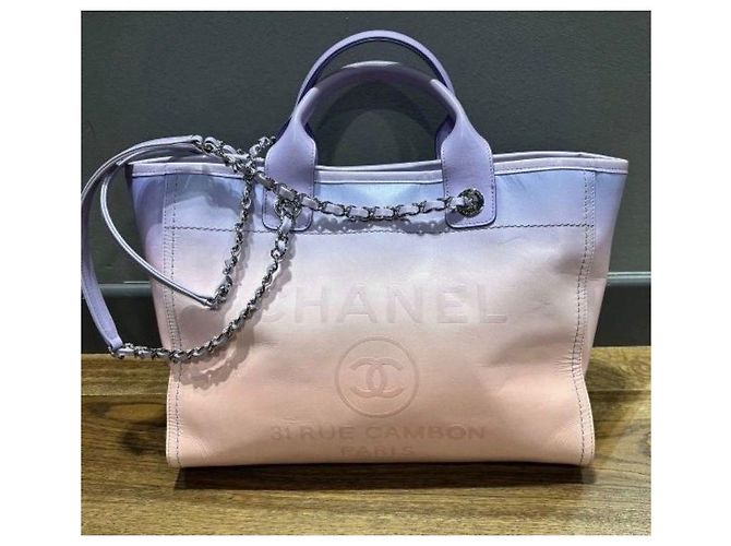 Cambon Borsa Deauville in pelle ombré di Chanel Rosa Porpora - vista 6