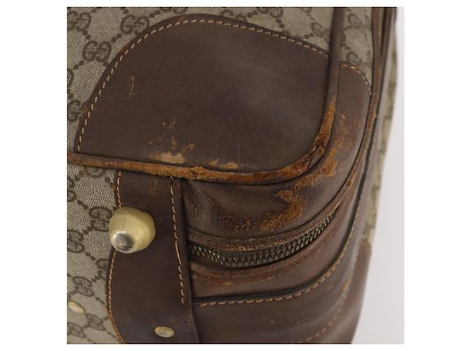 Borsa Boston in PVC beige e oro della linea Sherry GG Supreme di GUCCI Auth BSZ227 D'oro - vista 10