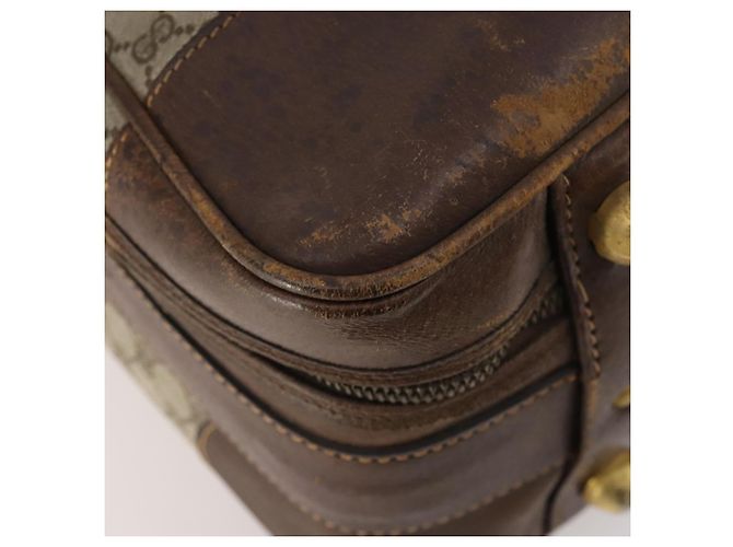 Borsa Boston in PVC beige e oro della linea Sherry GG Supreme di GUCCI Auth BSZ227 D'oro - vista 11