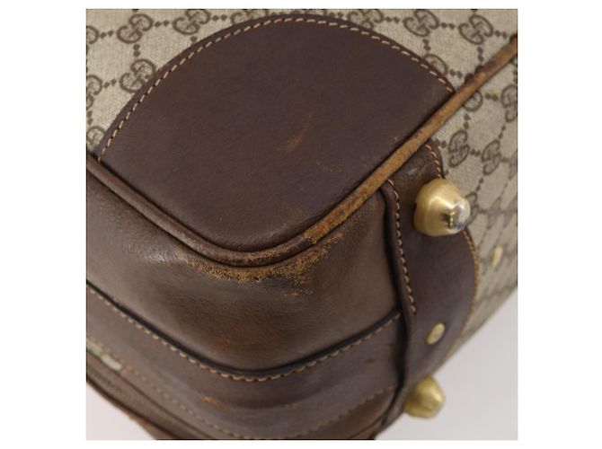 Borsa Boston in PVC beige e oro della linea Sherry GG Supreme di GUCCI Auth BSZ227 D'oro - vista 13