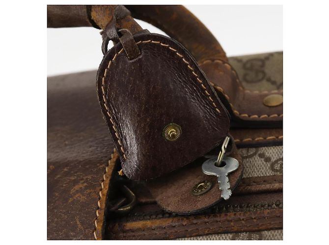 Borsa Boston in PVC beige e oro della linea Sherry GG Supreme di GUCCI Auth BSZ227 D'oro - vista 14