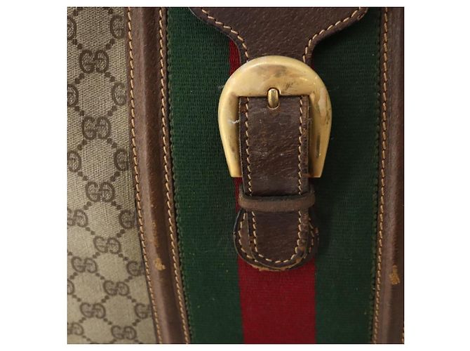 Borsa Boston in PVC beige e oro della linea Sherry GG Supreme di GUCCI Auth BSZ227 D'oro - vista 15
