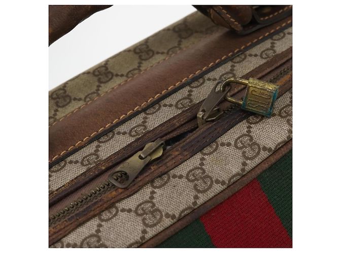 Borsa Boston in PVC beige e oro della linea Sherry GG Supreme di GUCCI Auth BSZ227 D'oro - vista 16