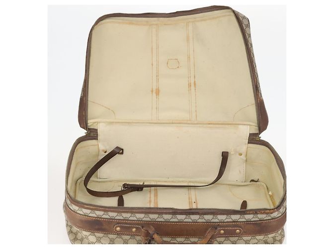 Borsa Boston in PVC beige e oro della linea Sherry GG Supreme di GUCCI Auth BSZ227 D'oro - vista 17