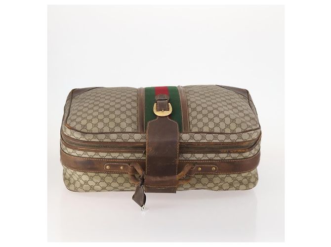 Borsa Boston in PVC beige e oro della linea Sherry GG Supreme di GUCCI Auth BSZ227 D'oro - vista 6