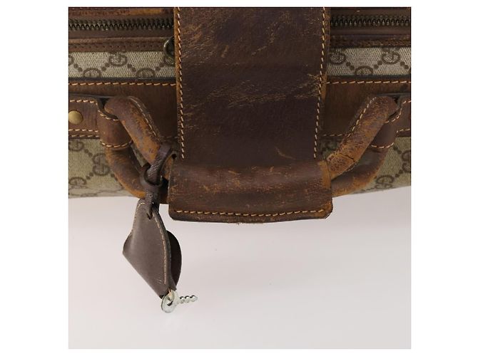 Borsa Boston in PVC beige e oro della linea Sherry GG Supreme di GUCCI Auth BSZ227 D'oro - vista 7
