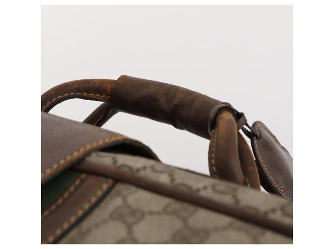 Borsa Boston in PVC beige e oro della linea Sherry GG Supreme di GUCCI Auth BSZ227 D'oro - vista 8