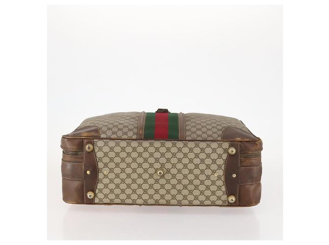 Borsa Boston in PVC beige e oro della linea Sherry GG Supreme di GUCCI Auth BSZ227 D'oro - vista 9