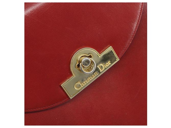Borsa a mano Christian Dior in pelle rossa e oro Auth LNZ689 Rosso D'oro - vista 14