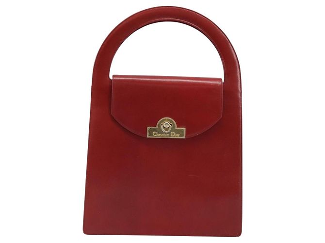 Borsa a mano Christian Dior in pelle rossa e oro Auth LNZ689 Rosso D'oro - vista 2