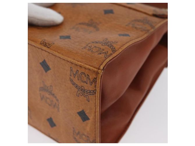 Sac à main MCM Vicetos Logogram en cuir PVC 2 en 1 marron or Auth ARZ491 Doré - vue 15