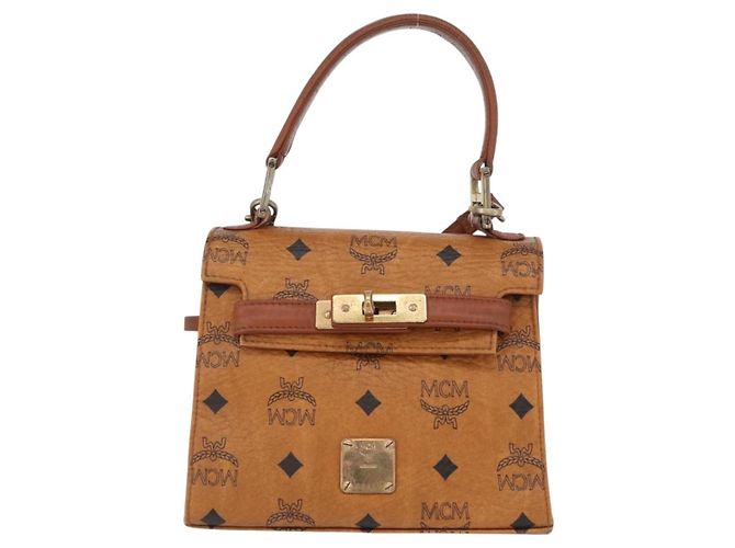 Sac à main MCM Vicetos Logogram en cuir PVC 2 en 1 marron or Auth ARZ491 Doré - vue 2